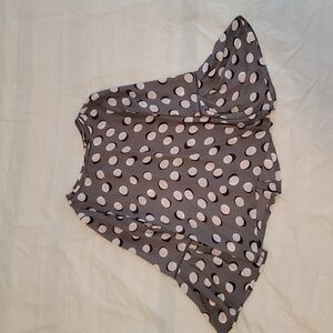 Loft Bell-Sleeve Polka-dot Grey Blouse